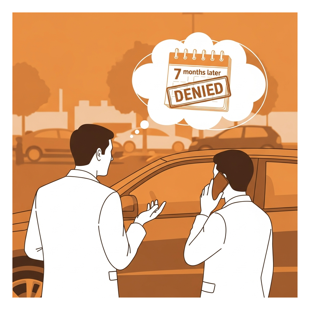 The parking-lot conversation where a driver talks the other out of calling the police, and the coverage denial it led to seven months later.